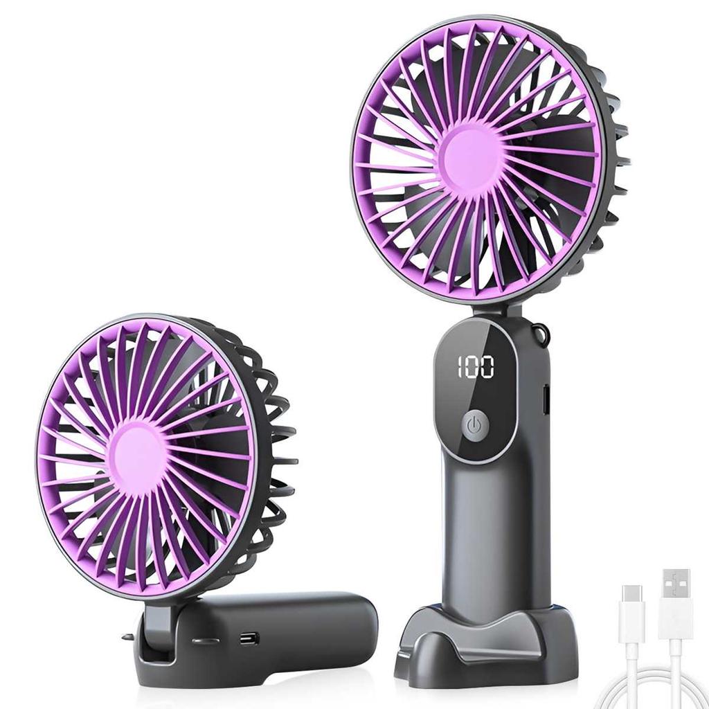 Portable Handheld Fan, Battery Operated Fan with Base, Rechargeable Mini Fan for Outdoor Indoor for Summer and For Outdoor