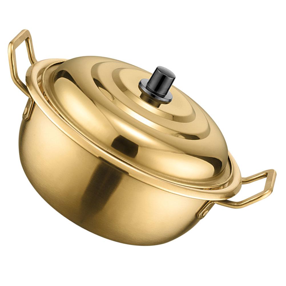 Stainless Steel Soup Pot Korean Ramen Noodle Saucepan Pots for Cooking with Cover