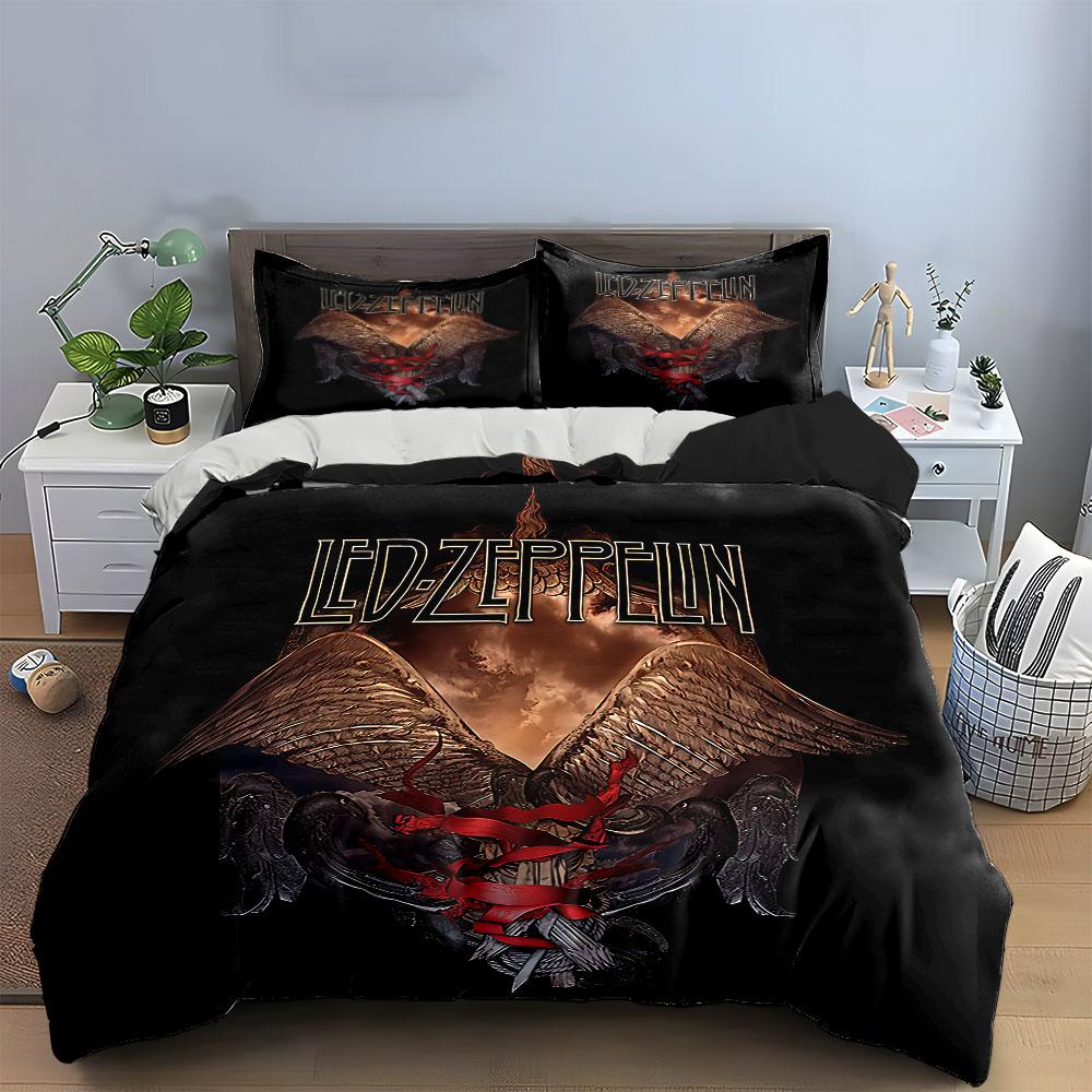 Led Zeppelin Winged Emblem Design Bedding Duvet Cover Set Duvet Cover Pillowcases (1*Duvet Cover 2*Pillowcases, without duvet insert)