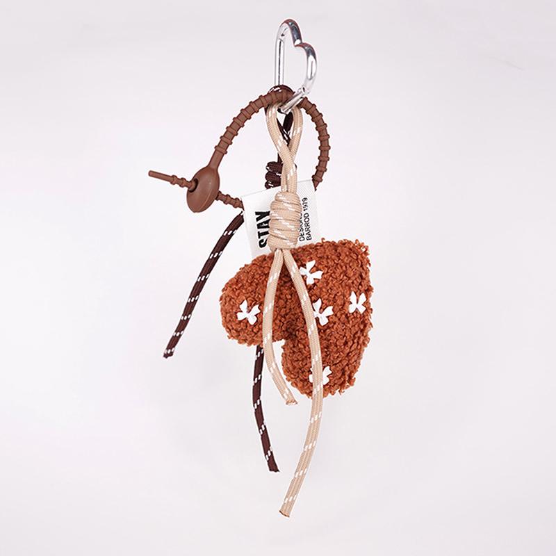 New Cartoon Plush Bow Love Pendant Keychains For Women Y2K Bag Hanging Jewelry Gift Decoration Accessories