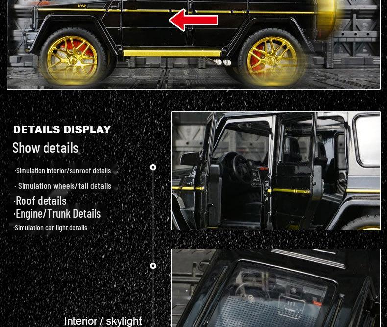 Jinlifang G63 Off-Road Alloy Model: Sound & Light, Six-Opening Doors, Pull-Back Feature for Kids