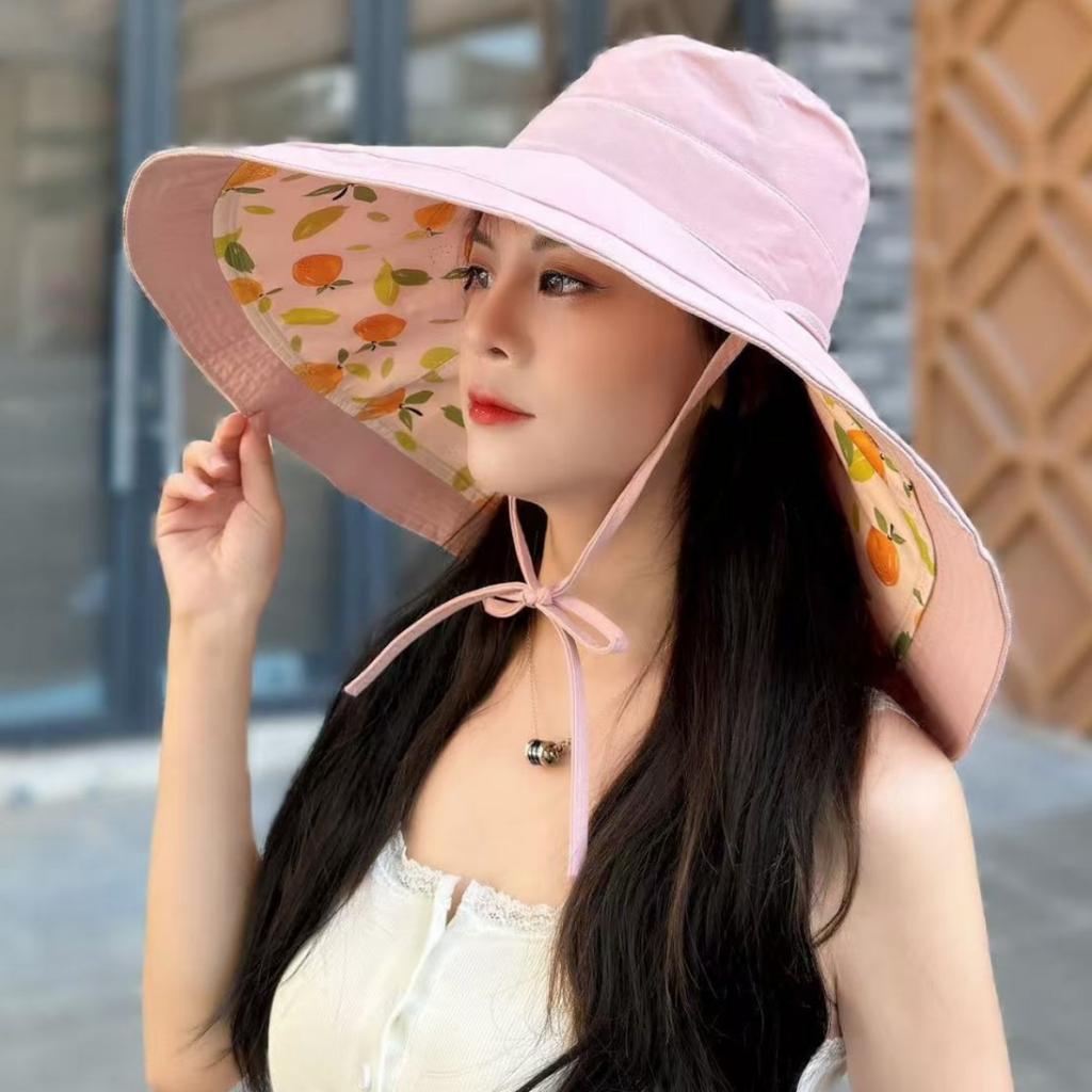 Summer new bucket hat UV protection women plus big eaves double-sided wear sunscreen hat travel beach hat sun hat