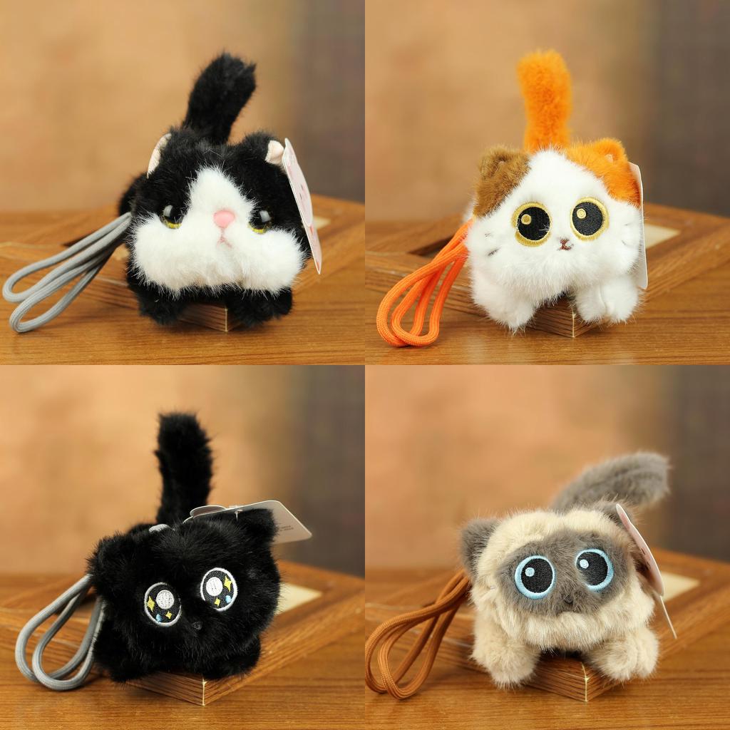 Cute Cat Plush Keychain Soft Toy With Pp Cotton Filling For Bag Decor And Gift