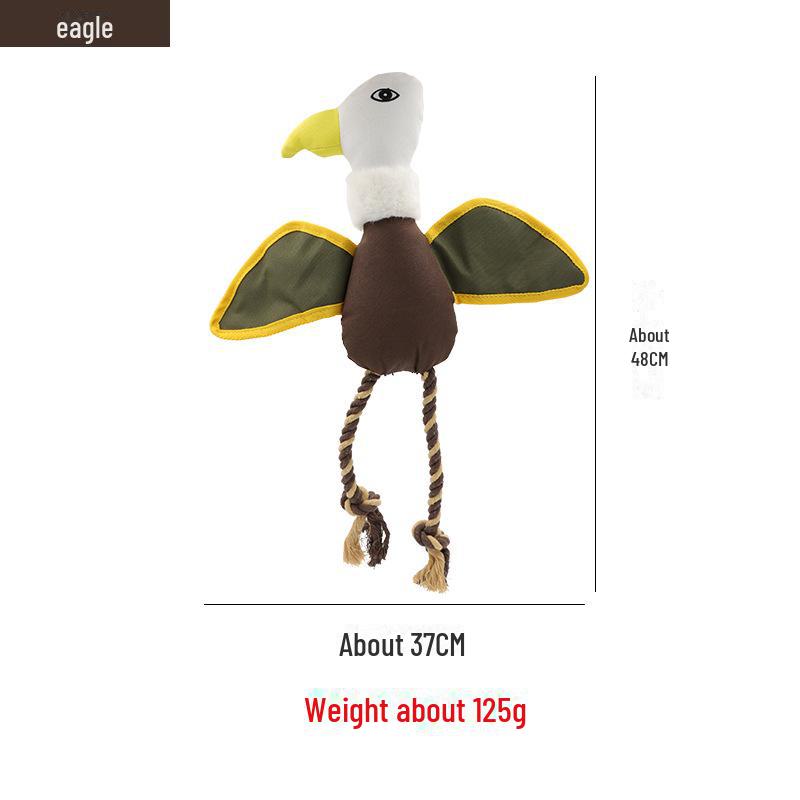 

Chew-Resistant Fox & Eagle Plush Dog Toy with Canvas Rope and Built-In Squeaker