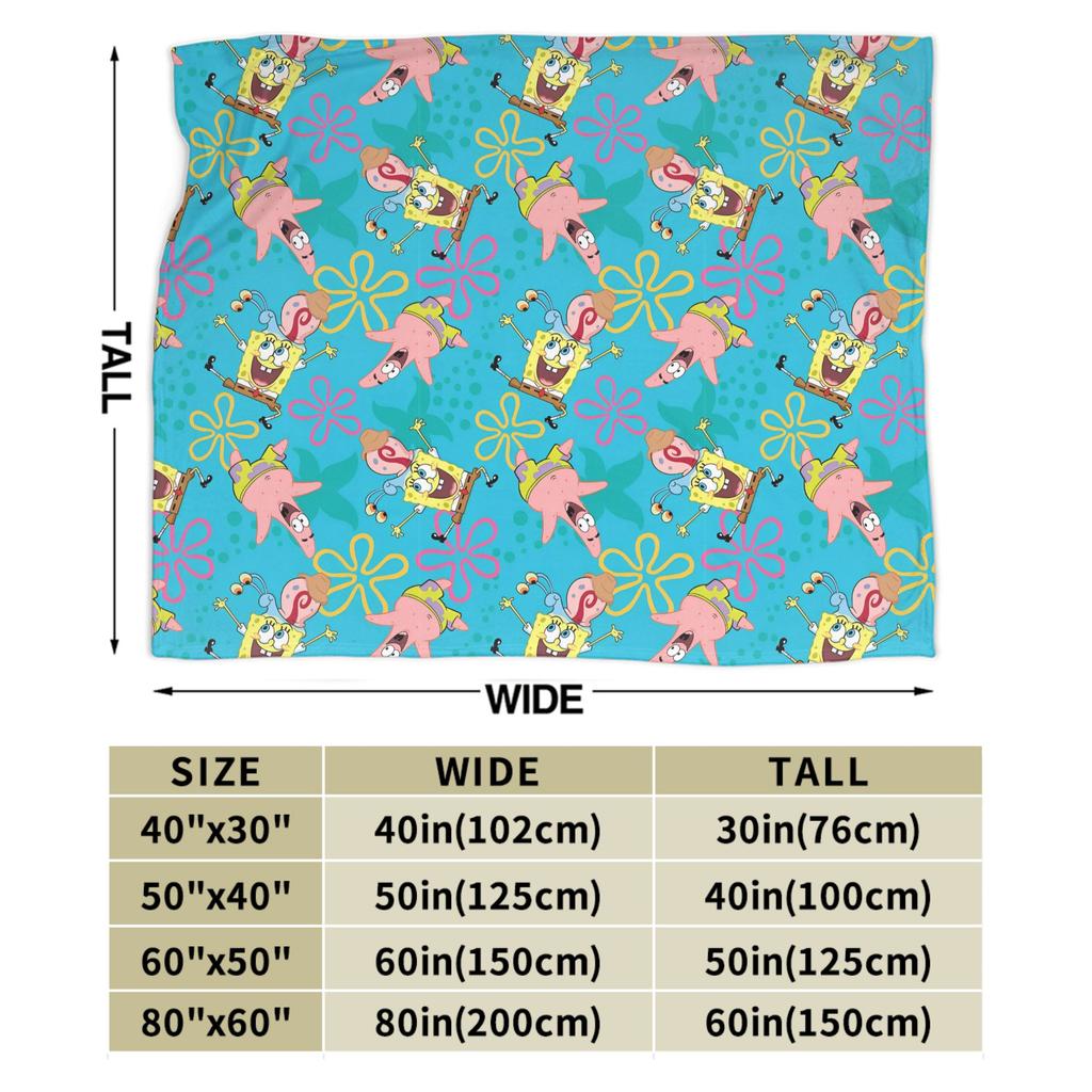 Patrick Star Cartoon Blanket SpongeBob SquarePants Flannel Funny Soft Throw Blanket for Home Spring Autumn
