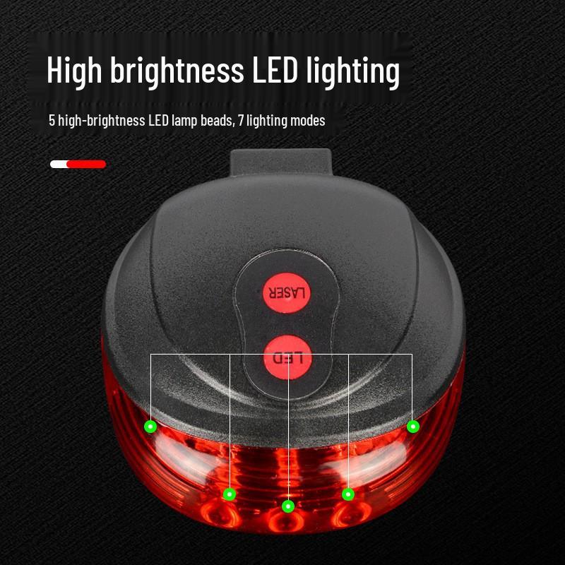 5LED Super Bright Bicycle Light with Laser Taillight and Width Indicator