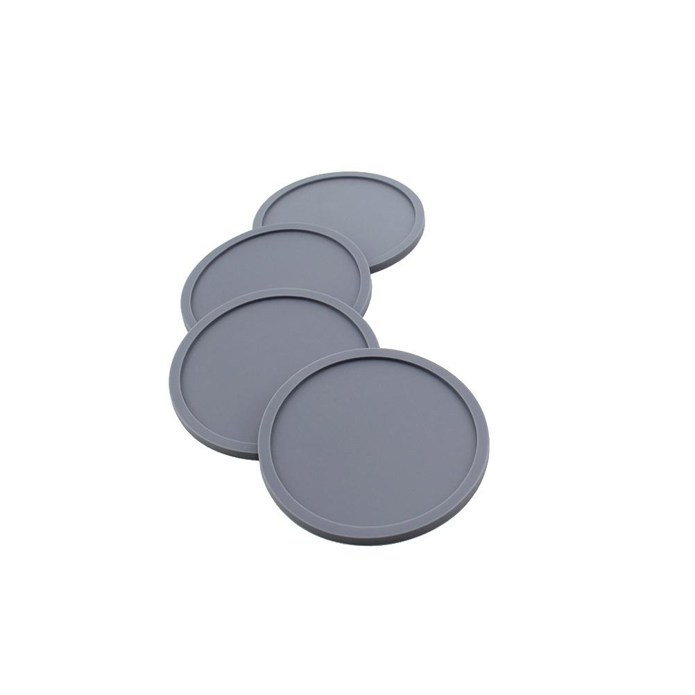 8Pcs Silicone Drink Coasters Non-Slip Heat Resistant Thick Cup Mats Dark Grey for Home Bar Restaurant Use Drink Coasters