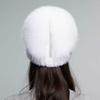 Fox Fur Pom Beanie Hat Real Mink Fashion Warm Winter Knitted Hats for Women Real Fur Beanie Hat With Fox Fur Pom