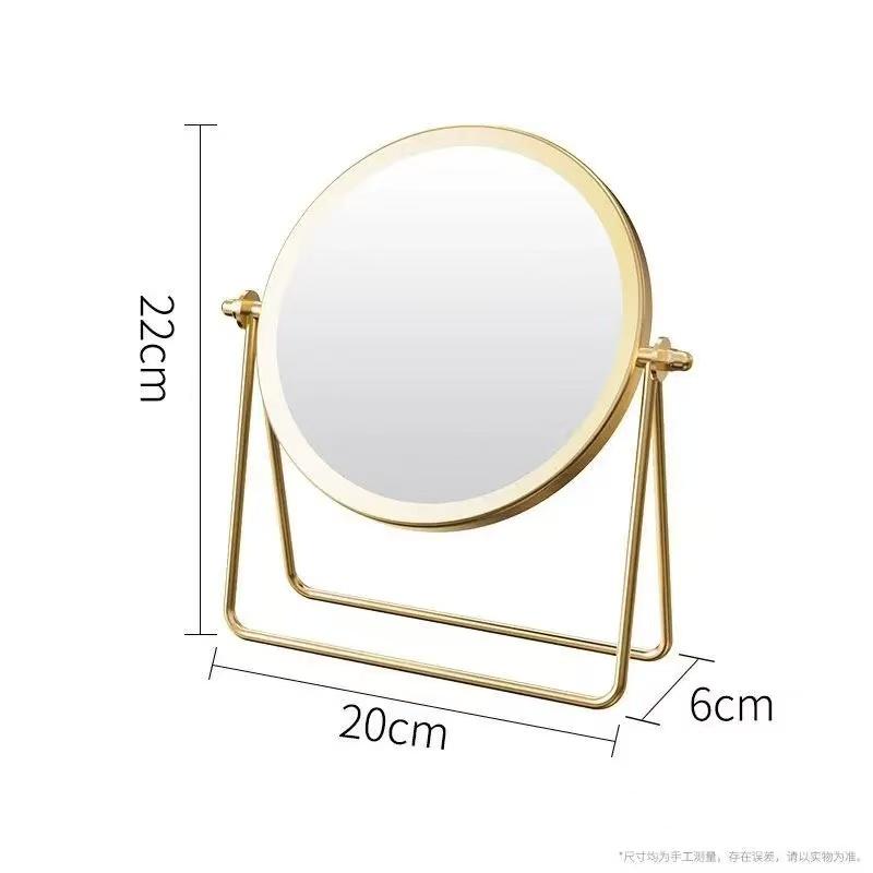 Retro Dressing Table Makeup Mirrors Desktop Portable Rotating Vanity Mirror Metal Wrought Iron Makeup Mirror  Room Decoration