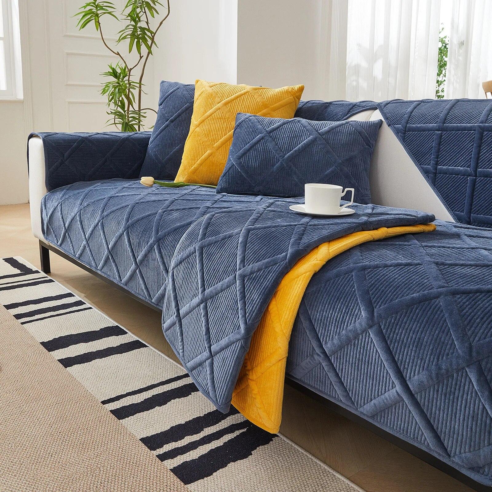 

Зимняя плюшевая подушка для дивана, минималистичный стиль, противоскользящая спинка дивана, полотенце 70x70cm