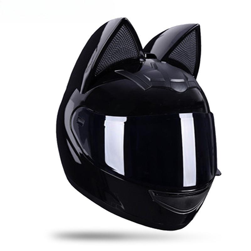 Electric Motorcycle Cat Ear Helmet Female Four Seasons Full Helmet Male Knight Locomotive Cute Rabbit Ears