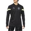 Puma Mcfc Solid Color Logo Print Crew Neck Long Sleeve Sweatshirt Men Sweatshirt Black 767753-11