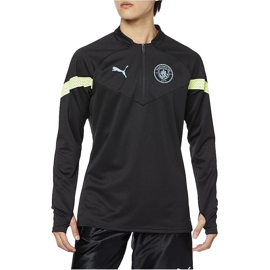 Puma Mcfc Solid Color Logo Print Crew Neck Long Sleeve Sweatshirt Men sweatshirt Black 767753-11