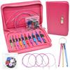 Colorful Detachable Carbonized Bamboo Circular Knitting Needle Set with Interchangeable Extended PU Cable