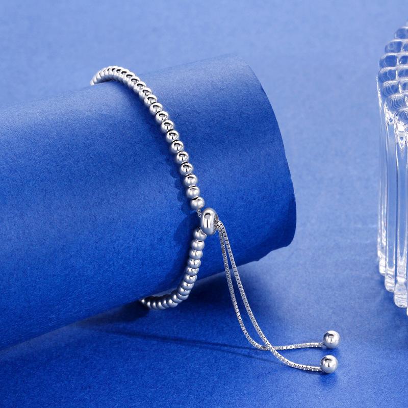 

Глянцевый круглый браслет с бусинами, выдвижной, регулируемый, женский, модный, простой, круглый браслет с бусинами для женщин