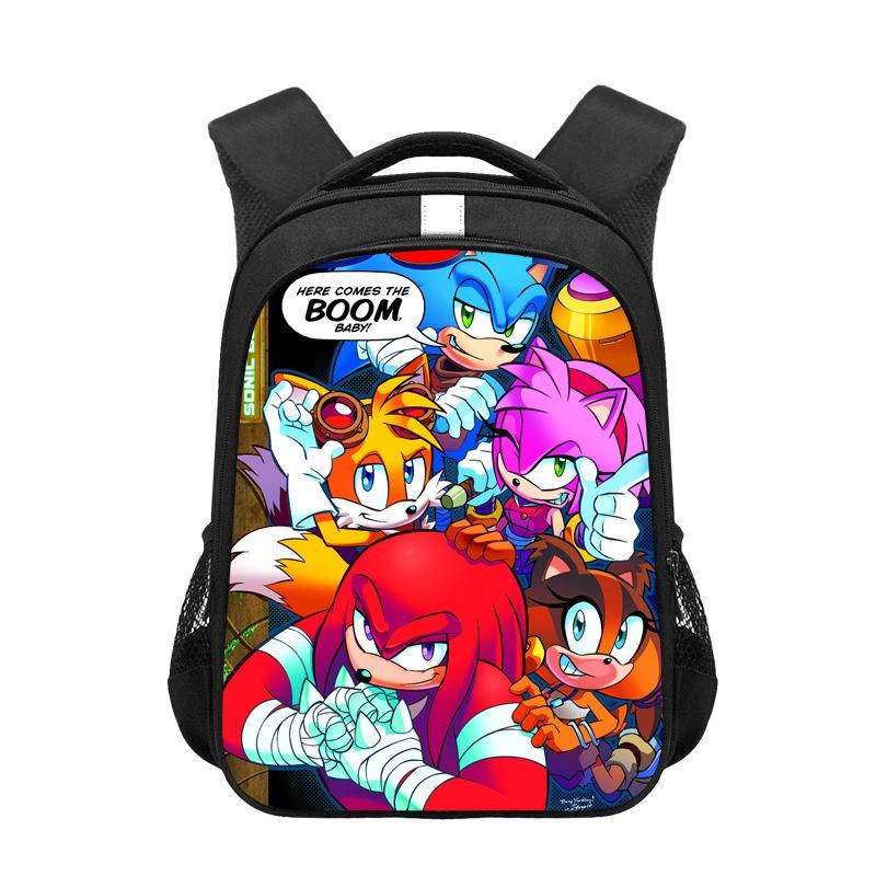 New Sonic Children's Backpack For Boys And Girls Cartoon Trendy School Bag Medium Size 20-35l Capacity