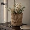 Balcony Desktop Plant Organizer Boho Wicker Planter, Handwoven Flower Pot with Waterproof Lining, Basket Planter Rustic Storage for Indoor Plants