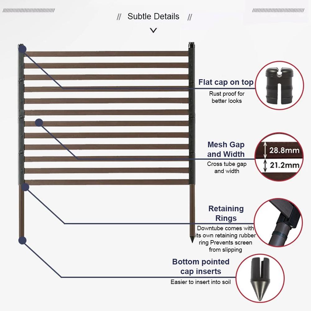 90x120cm Metal Privacy Fence PE-Coated Steel Pipe Privacy Screen Panel Fence for Outside Backyard Garden Patio Decoration Gifts