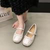 Silver Single Shoes Women's 2025 New Models with Skirts French Soft-soled Ballet Flats Mary Jane Small Leather Shoes