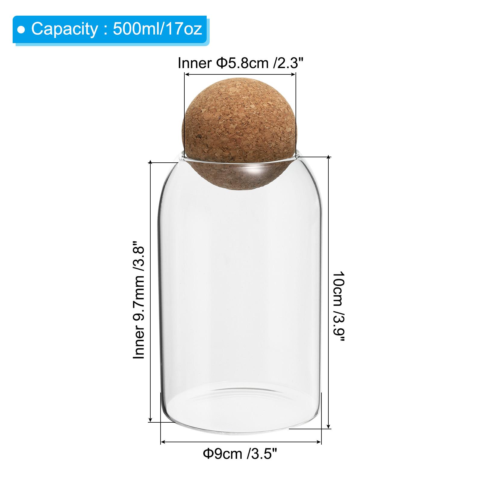 

Glass Storage Container with Ball Cork, Kitchen Glass Jar Candy Jars Decorative Glass Canister for Nuts Sugar Coffee Beans