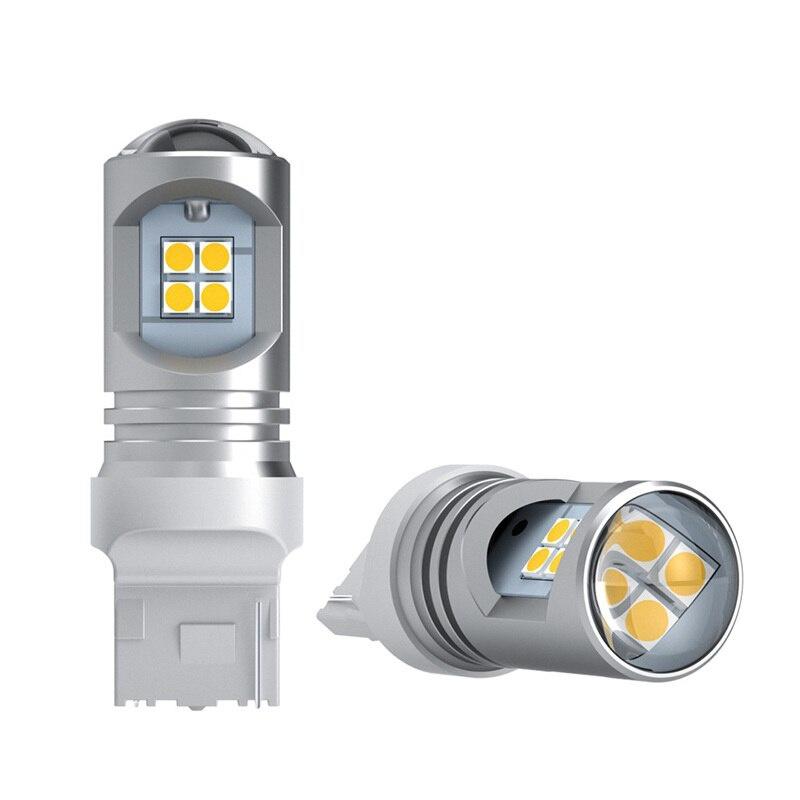 2pcs/lot T20 7440 3030 Canbus White LED Daytime Running Light For Mitsubishi Pajero 2007-2020