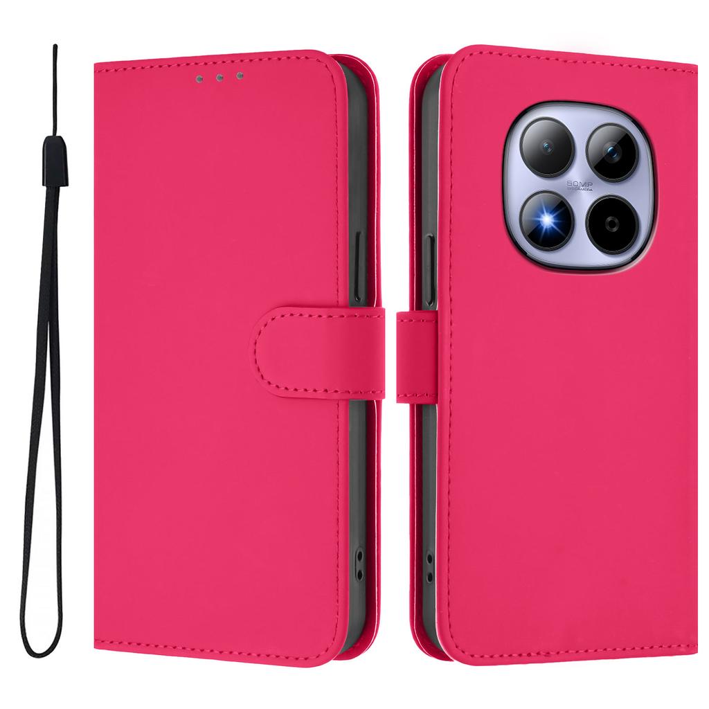 For Xiaomi Redmi Note 15 Pro 5G Case Solid Color Wallet Leather Phone Cover with Strap