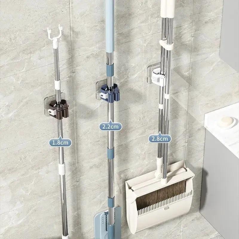 Držák na mop bez vrtání: Pevný koupelnový závěsný regál a háček