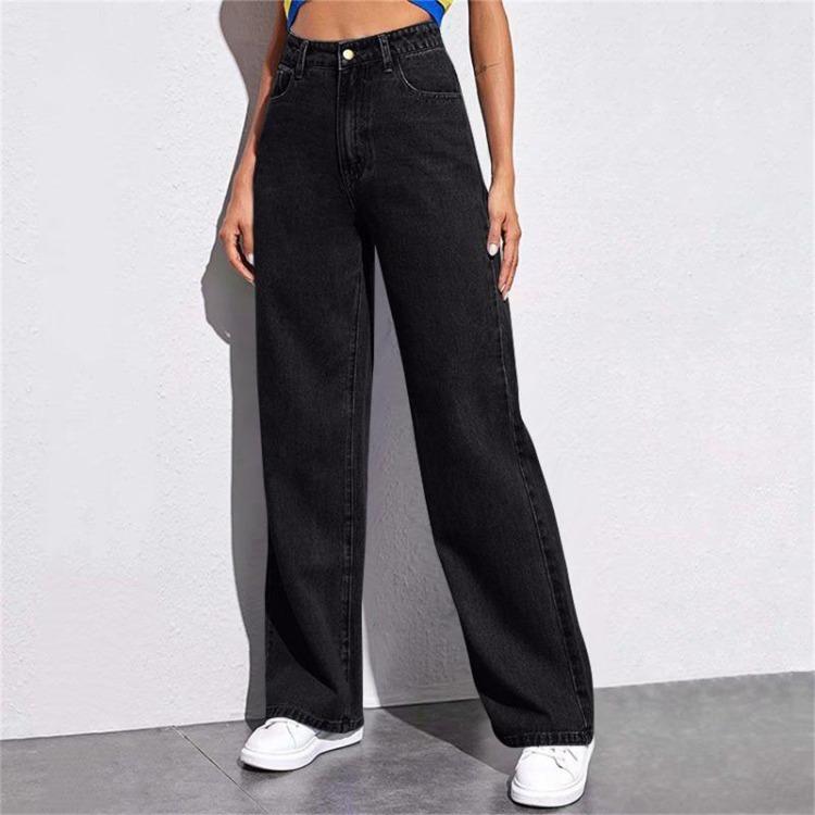 Retro High Waist Wide Leg Jeans for Women Thin Straight Drape Trousers New Fashion