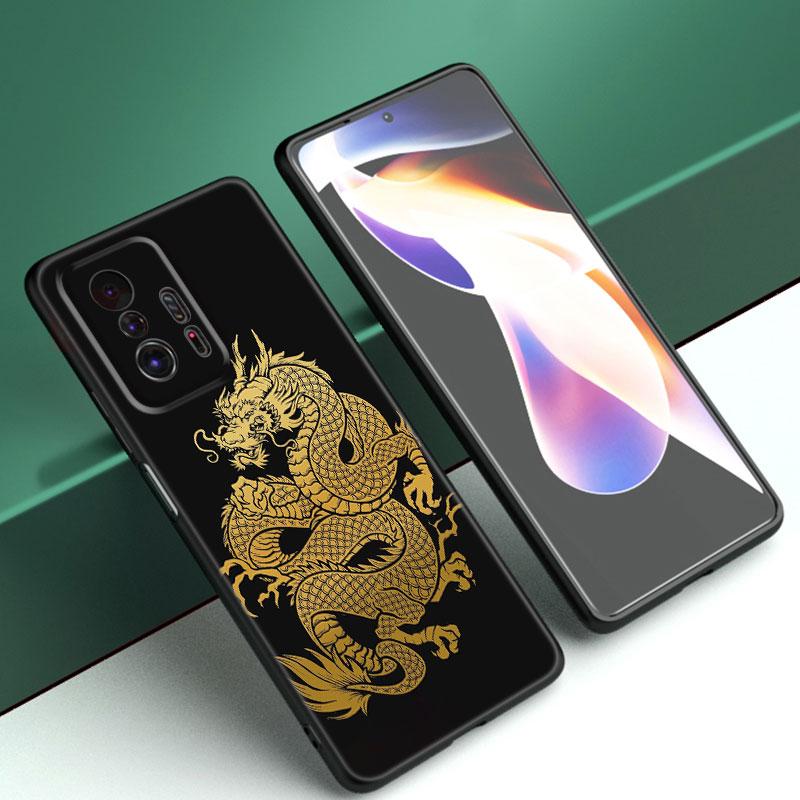 Blume Drachen Telefon Fall Für Xiaomi Mi A2 8 9 SE Hinweis 10 10T 11 12 Lite 9T 11T 12S 12T Pro A3 6X 12X Weiche TPU Schwarz Abdeckung