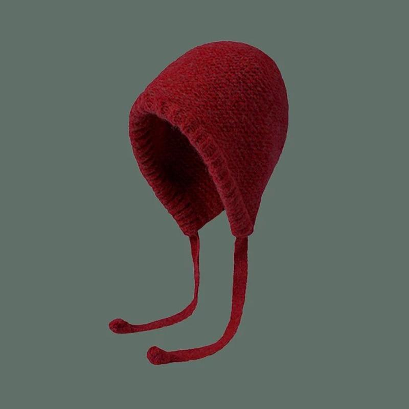 

Women Winter Warm Maillard Knitted Hat Wool Blended Stacking Hat Hoodie Versatile Knitted Hat Diagonal Cross Bag Cold Hat one size