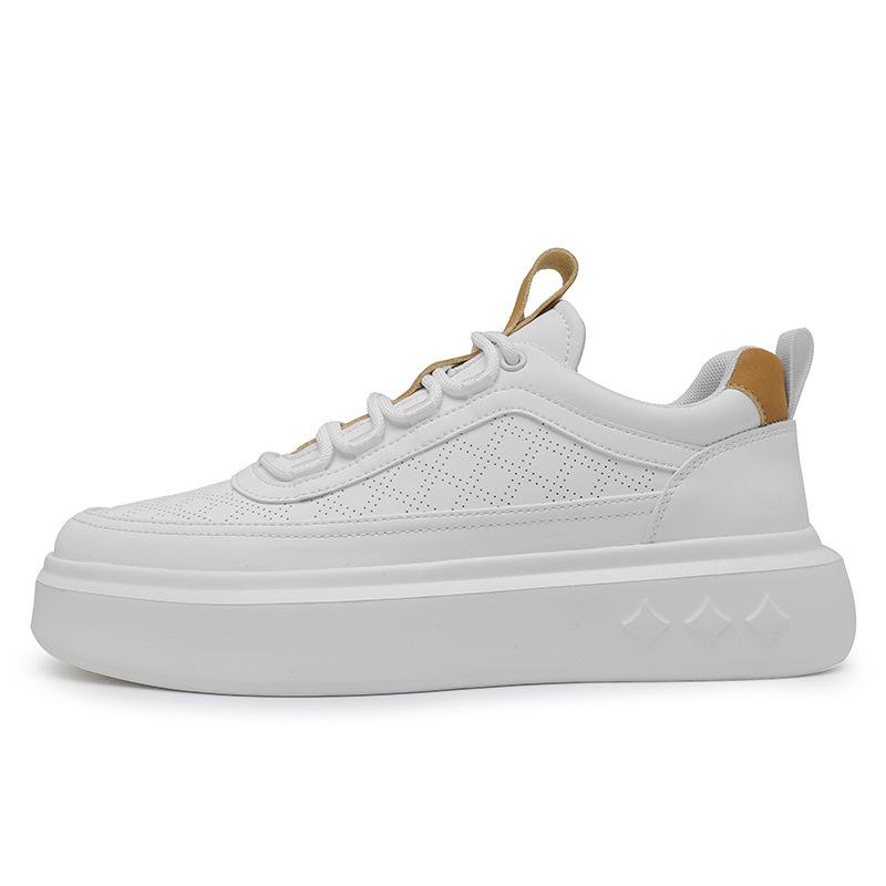 Little White Shoes Men's 2024 New Winter Trend Inner Height Increase Sports and Leisure Shoes Men's Versatile Breathable Thick Baseplate Shoes