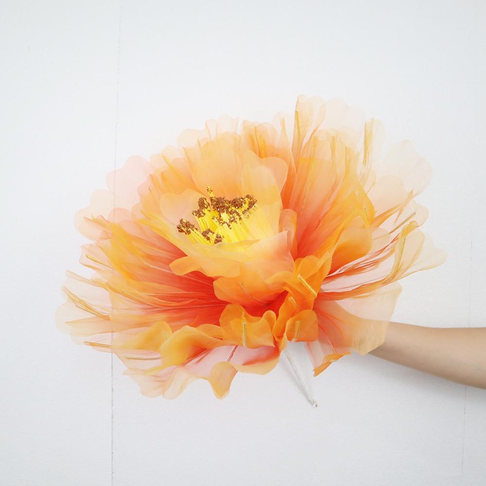 

50cm Large-scale Artificial Gauze Flower Giant Peonies Flowers Head for Wedding Party Accessories помаранчевий