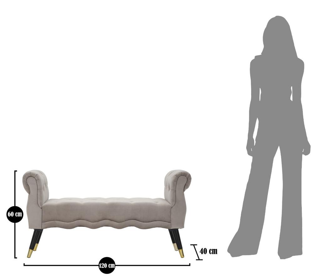 Bench Paris Gray Gold Cm 120X40X60