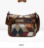 Women's Large Capacity Soft Leather Patchwork Crossbody Bag - Retro Multi-pocket Shoulder Bag for Work & Commute.