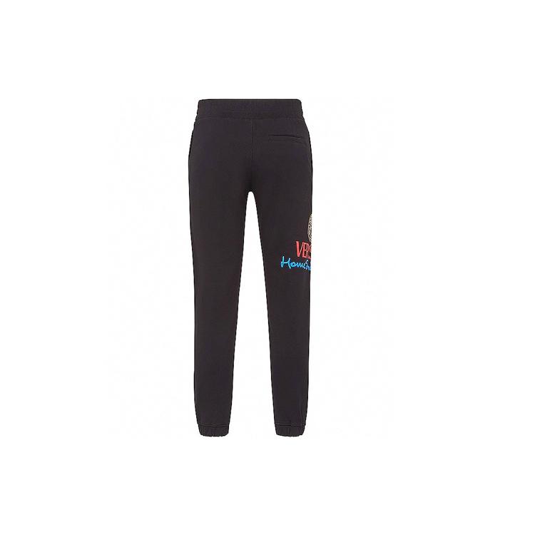 VERSACE Knitted Sweatpants Men's Black Moderate Cuffed Pants A86025-A231242-A1690