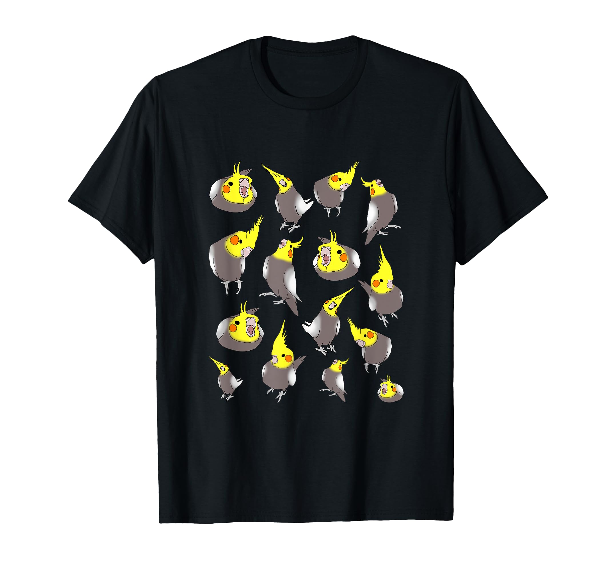 

Cockatiel doodle bird funny cute bird pattern, meme, parrot, T-shirt чорний