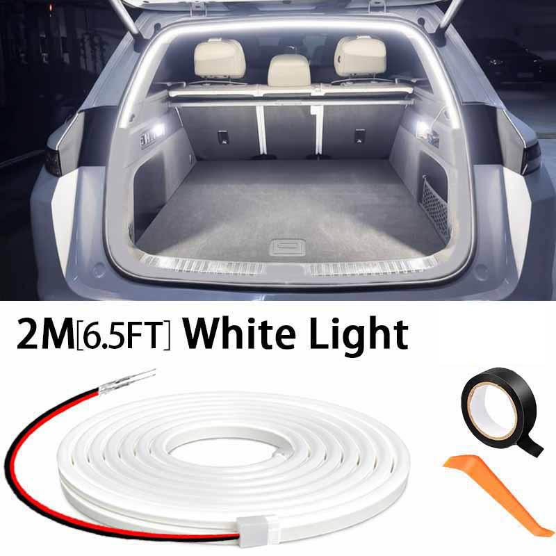 Car High Brightness Trunk Lighting Ambient Light Interior Decoration LED Wiring Free Automatic Sensing Tailgate 2/4M Light Strip 2M White light
