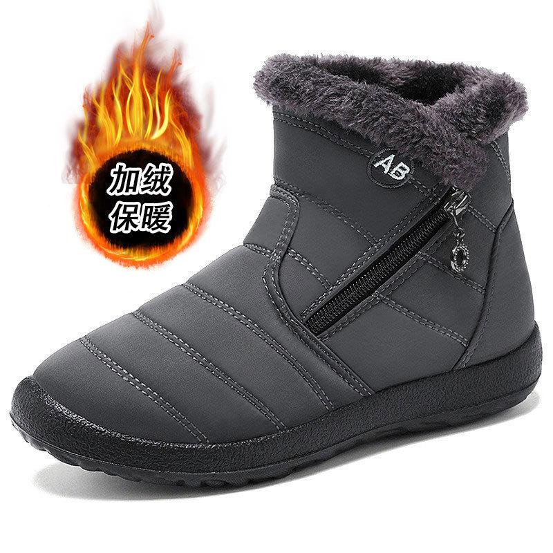 Cotton Boots Men's and Women's High-top Zipper Snow Boots Waterproof Cloth Thickened Cotton Shoes