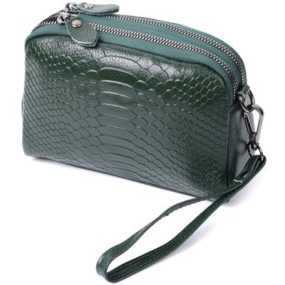 Dámska kompaktná dvojpriehradková kabelka z pravej kože VINTAGE Bag 22802 Zelená