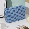 Lightweight Plaid Plush Makeup Bag - Easy to Carry & Distinguish