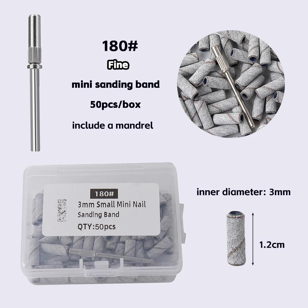 3mm Small Nail Sanding Bands Set For Nail Drilling Milling Manicure Salon - 80/120/180/240 Grit 50 Pcs