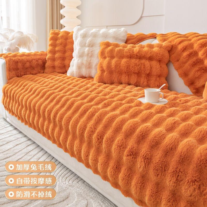 Winter Couch Sofa Sitzbezüge Massage Künstliche Kaninchen Plüsch Sofa Handtuch 2 und 3 Sitz Matte L Form Sofabezug für Wohnzimmer