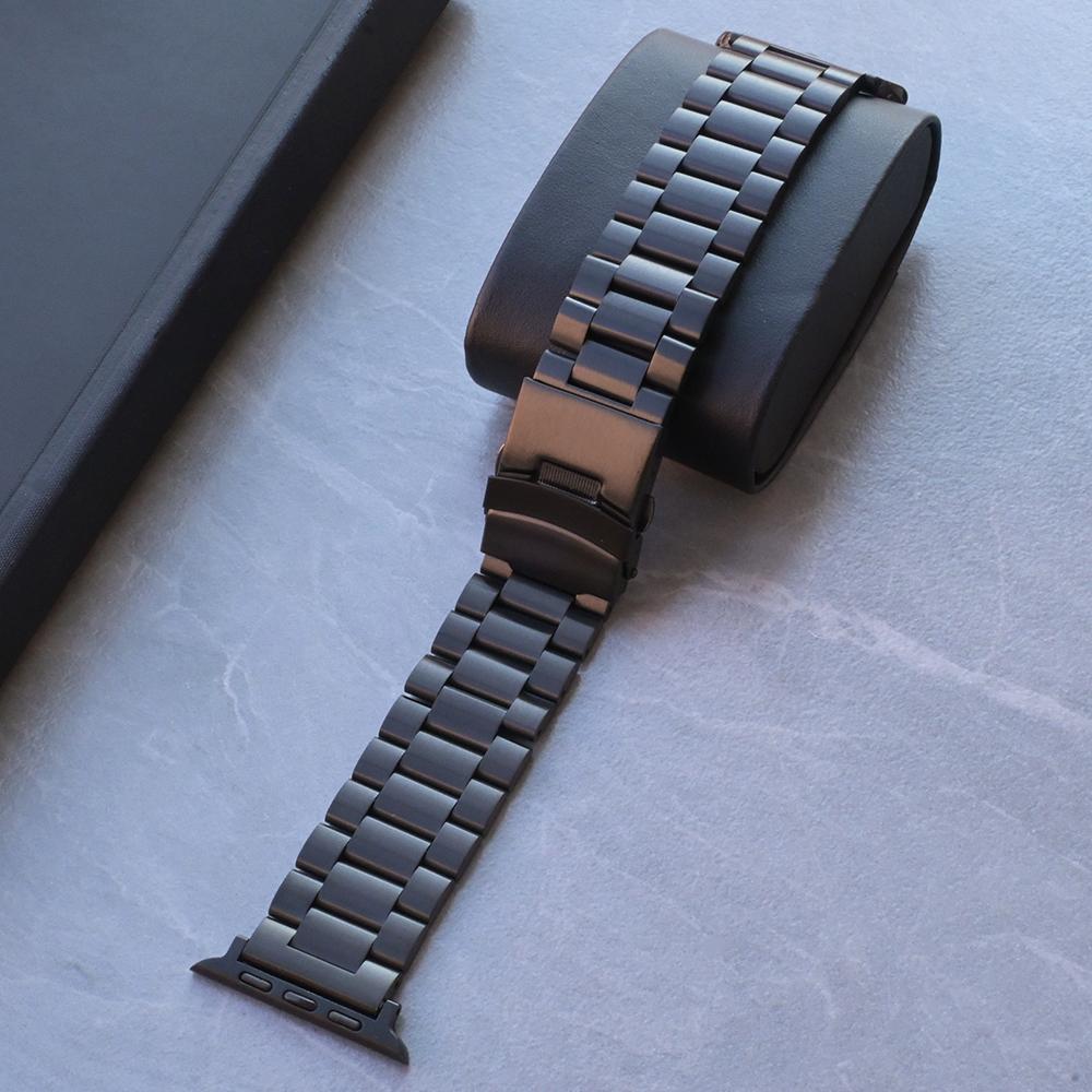 Black Gold Stainless Steel Band for Apple Watch Ultra 49mm 10 46mm Orange Metal Strap for Series 9 8 7 6 5 4 45mm 44mm Watchband