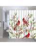 Red Birds Shower Curtain Merry Christmas Xmas Pine Branches Twigs Pinecone Rustic Wild Holiday Happy New Year Festival Ornament