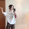 Pure Cotton American White Short-sleeved T-shirt Women's New Summer Loose Design Niche Half-sleeved Top
