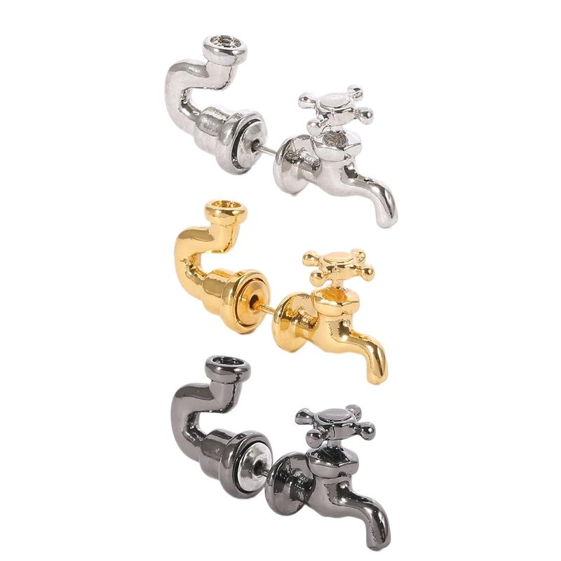 Orecchini a Bottone Rubinetto Stile Punk Rubinetto Bottone Orecchini Strani per Donne Uomini Piercing Gioielli per Orecchie Novità Orecchini Divertenti