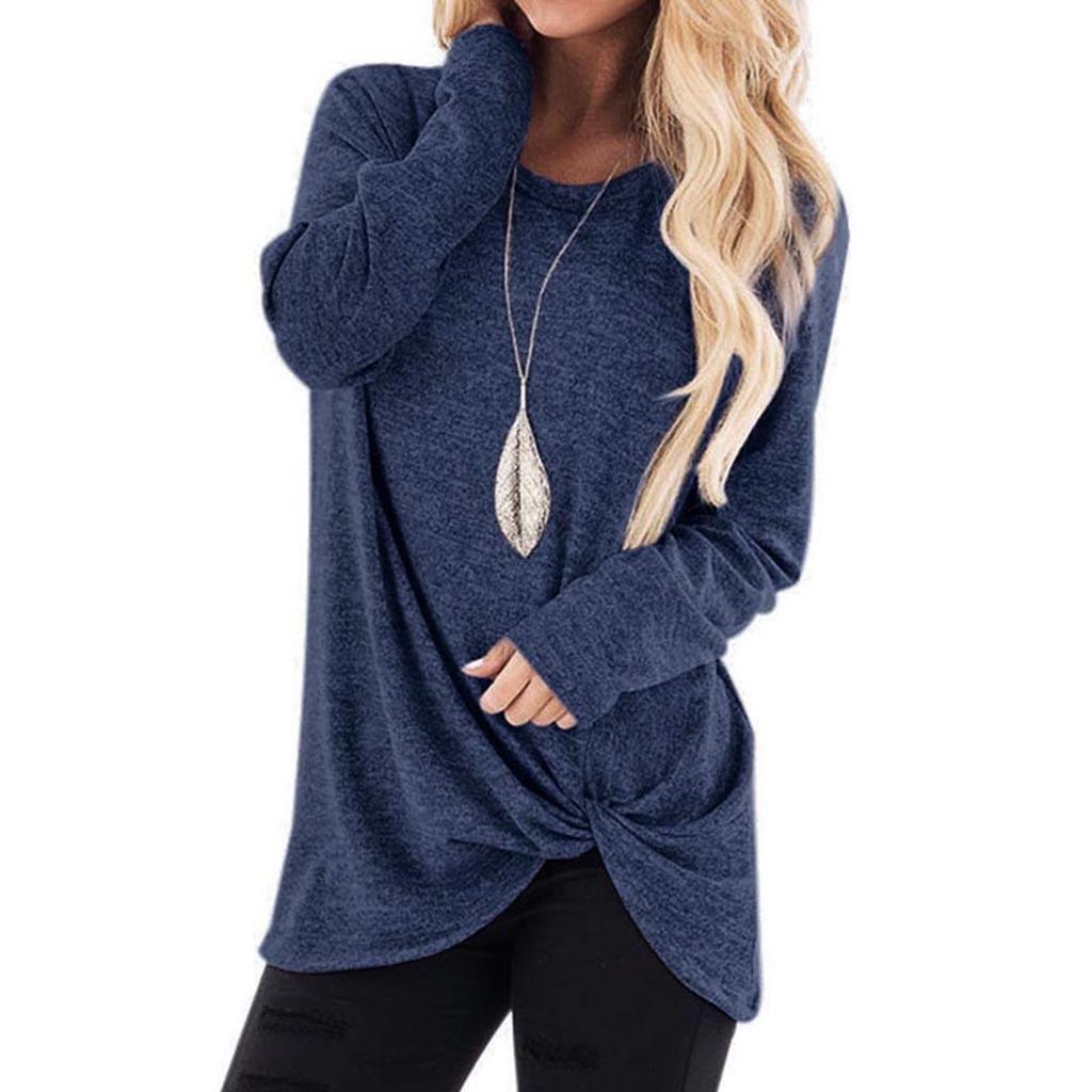 Women Fashion Loose Long Sleeve Casual T-Shirt Blouse Tops