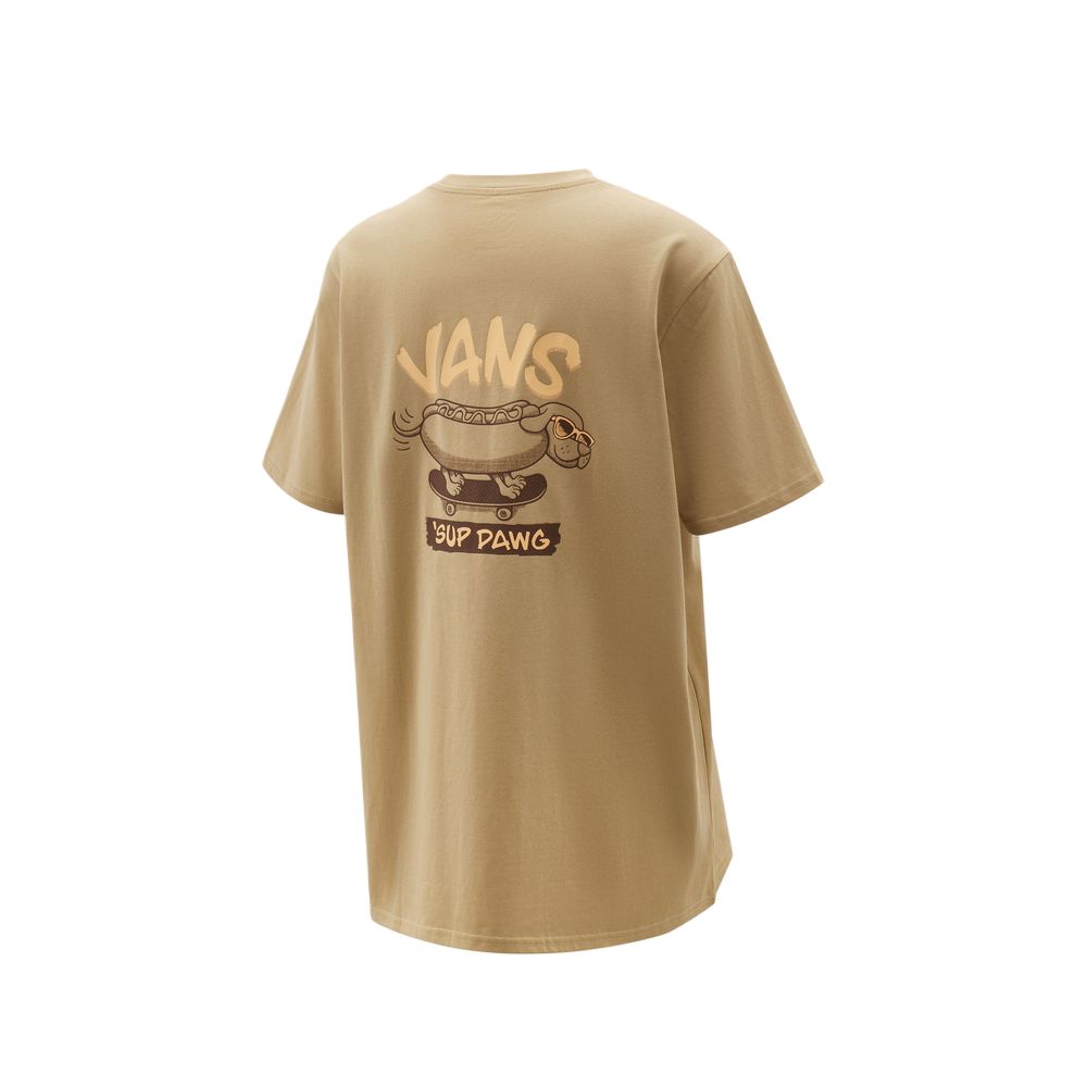Women's Vans T-Shirts Women's Brown Crew Neck Moderate