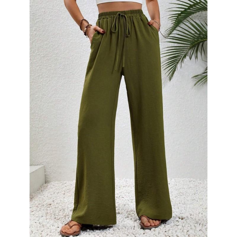 Comfortable Women's Long Pants New Versatile Wide Leg Pants Solid Color Casual Pants