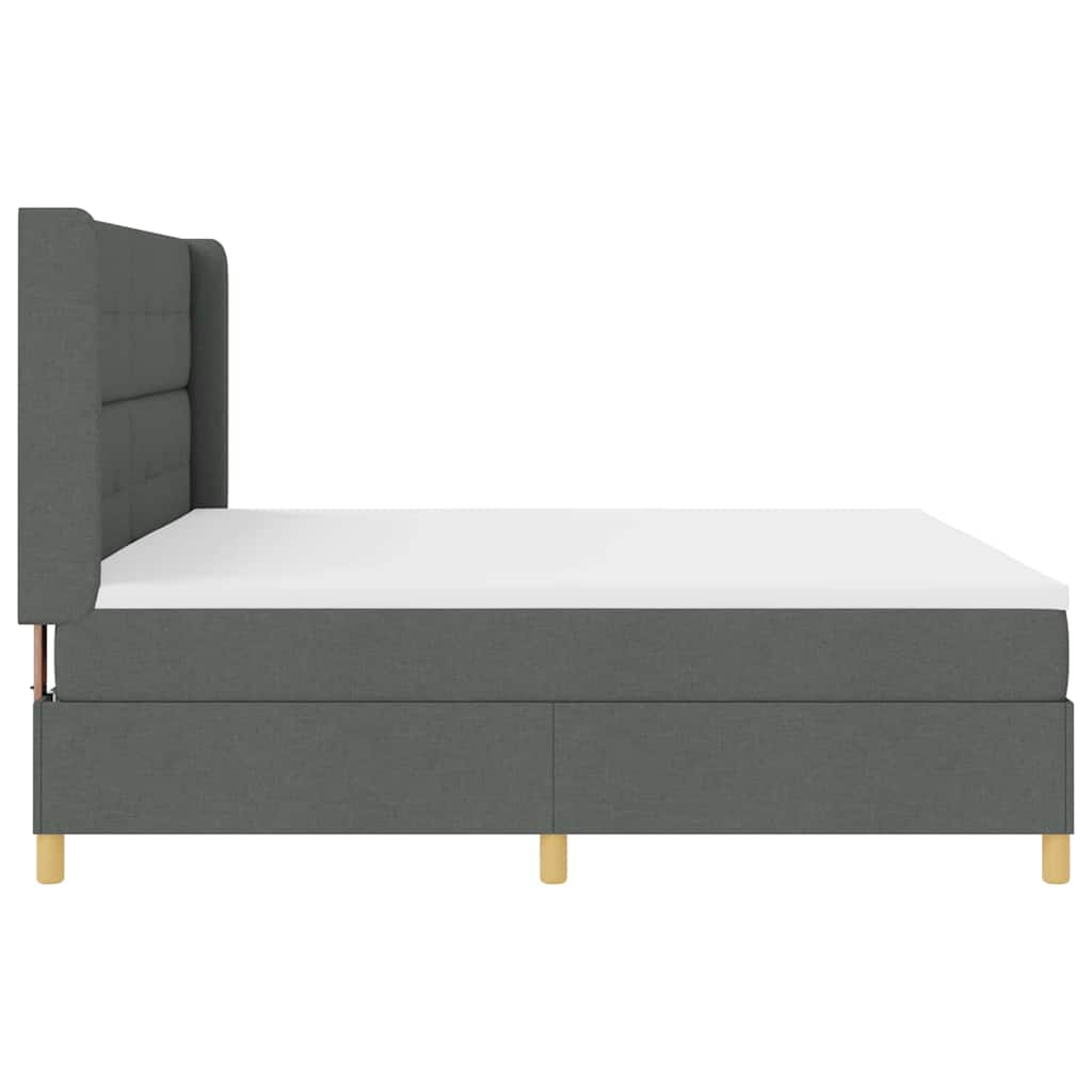 Boxspring Bed with Headboard Dark Grey 200 X 200 Cm Fabric
